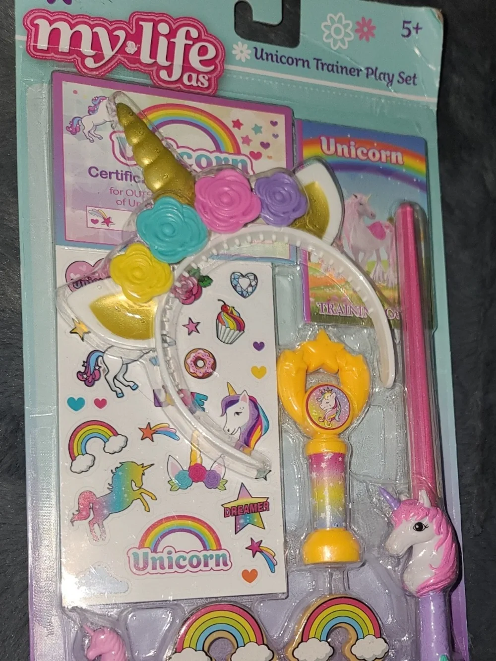 My Life As Unicorn Trainer 10 pc Play Set for 18 In Dolls Headband Treats Wand